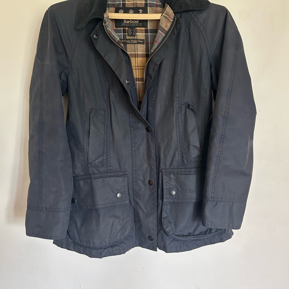 Barbour Navy Raincoat size 4
